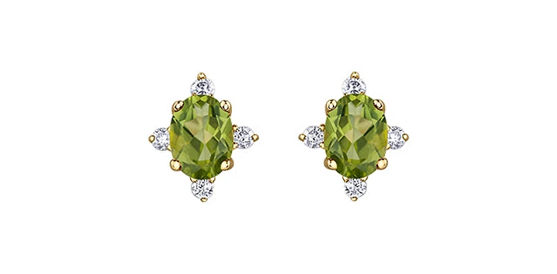 10K Yellow Gold Peridot and Diamond Earrings