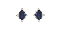 10K Yellow Gold Sapphire and Diamond Earrings