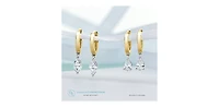 14K Yellow Gold 1.00cttw Lab Grown Pear Cut Diamond Dangle Huggie / Hoop Earrings
