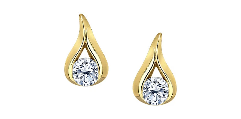 14K Yellow Gold 0.25cttw Canadian Diamond Earrings