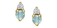 10K Yellow Gold Aquamarine and Diamond Earrings