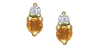 10K Yellow Gold Citrine and 0.01cttw Diamond Earrings