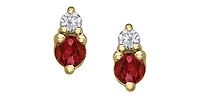10K Yellow Gold Garnet and Diamond Earrings