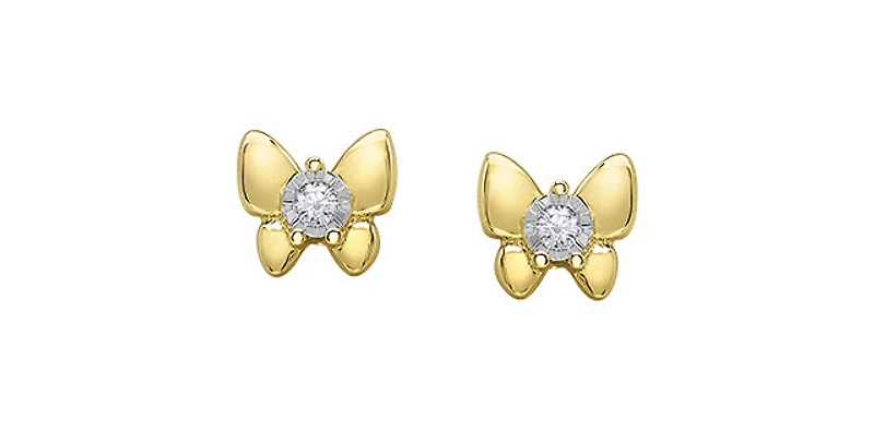 10K Yellow and White Gold 0.05cttw Diamond Stud Earrings