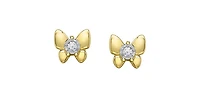 10K Yellow and White Gold 0.05cttw Diamond Stud Earrings