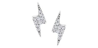 10K Gold 0.07cttw Round Brilliant Cut Lightning Bolt Diamond Earrings