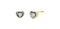 10K Yellow Gold Opal Heart Stud Earrings