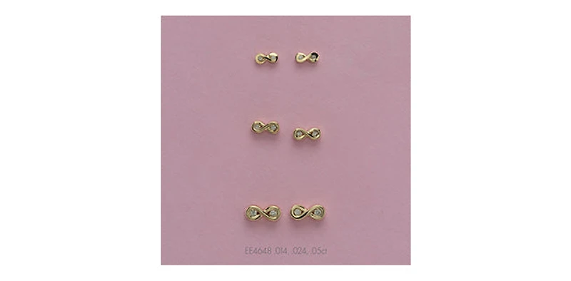10K Yellow Gold 0.01cttw Round Brilliant Cut Infinity Diamond Stud Earrings