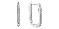 10K White Gold cttw Diamond Square Hoop Earrings