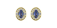10K Yellow Gold Tanzanite , White sapphire and Diamond Earrings - yellow gold