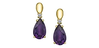 10K Yellow Gold Amethyst and Canadian Diamond Earrings