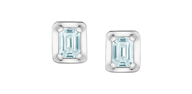 10K White Gold 0.46cttw Lab Grown Emerald Cut Diamond Earrings