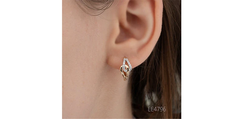 10K Yellow Gold Diamond Hoop Earrings