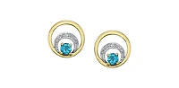 10K Yellow Gold Blue Topaz and Diamond Earring - yellow gold
