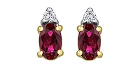 10K Yellow Gold Ruby and Diamond Studs