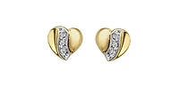10K Yellow Gold 0.04cttw Diamond Heart Stud Earrings