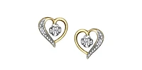 10K Yellow Gold 0.03cttw Diamond Heart Stud Earrings