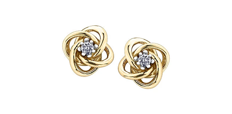 10K Yellow Gold 0.10cttw Canadian Diamond Earrings