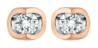 10K White and Rose Gold Diamond Solitaire Earrings 0.06cttw