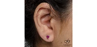 10K White Gold Genuine Ruby  Earrings