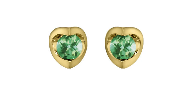10K Yellow Gold Emerald Earring