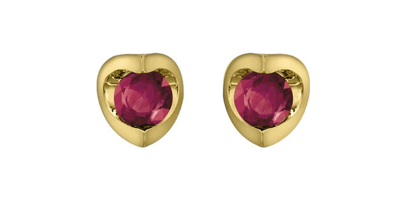 10K Yellow Gold Ruby Earring