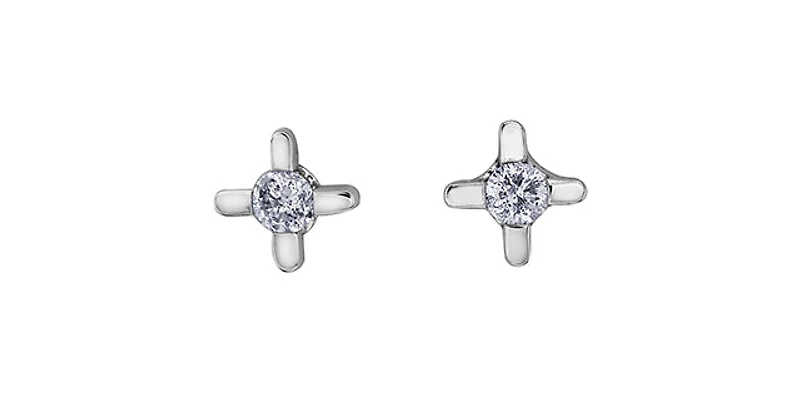 10K White Gold 0.05cttw Diamond Stud Earrings