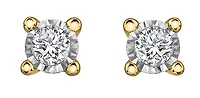10K Yellow Gold Illusion Set Diamond Solitaire Earrings 0.04cttw