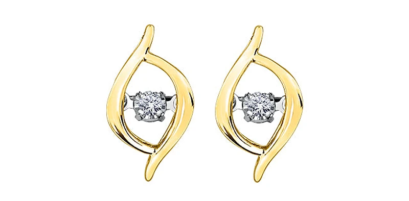 10K Yellow Gold Pulse Diamond Solitaire Earrings 0.02cttw