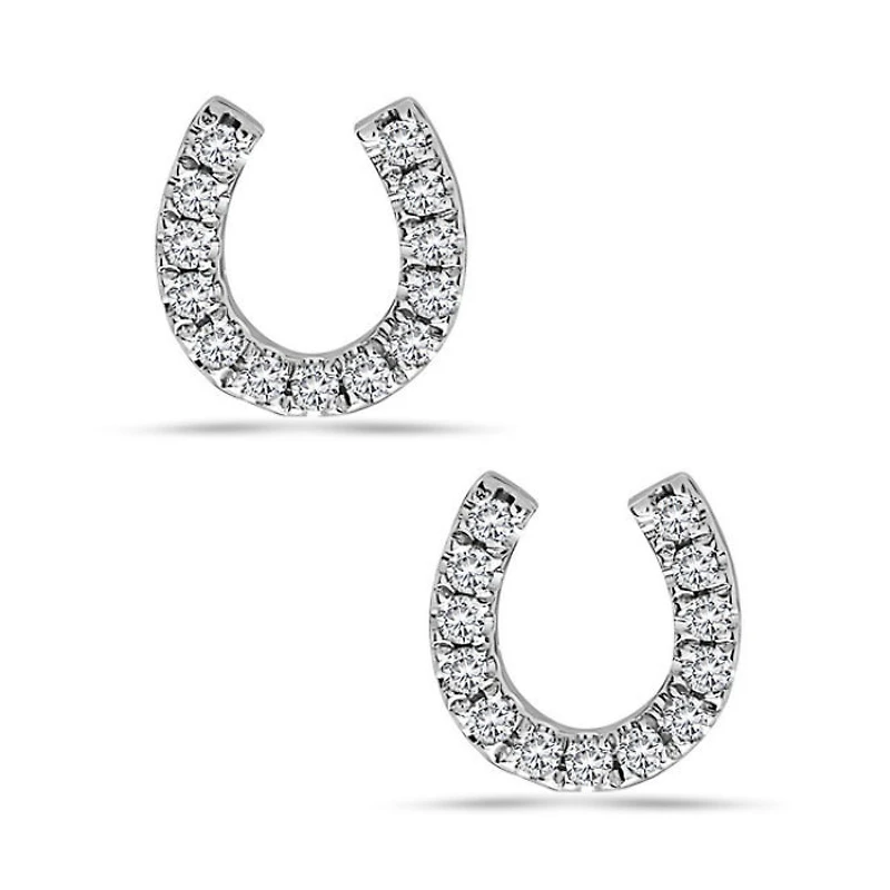14K White Gold 0.06 cttw Diamond Horseshoe Earrings