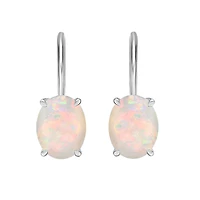 10K White Gold Prong-set White Opal Earring