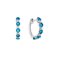 10K White Gold Swiss Blue Topaz and Diamond Earrings