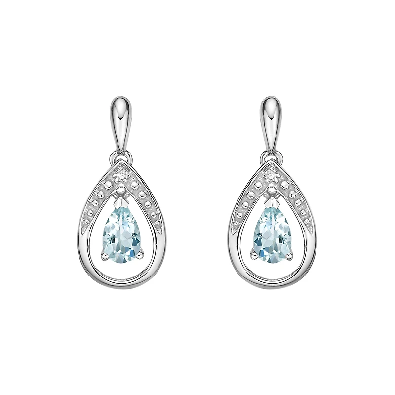 10K White Gold Aquamarine & Diamond Earrings