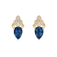 10K Yellow Gold 1.0cttw Created Alexandrite and 0.03cttw Diamond Earrings