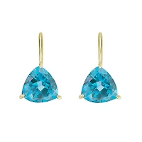 10K Yellow Gold Prong-set Trillion Blue Topaz Earrings