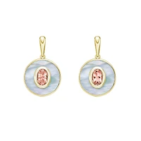 10K Yellow Gold Morganite and Mother of Pearl Earrings