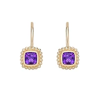 10K Yellow Gold Bezel-set Amethyst Earrings