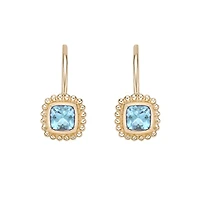 10K Yellow Gold Bezel-set Aquamarine Earrings