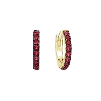10K Yellow Gold 0.25cttw Ruby Hoop / Huggie / Hinged Earrings