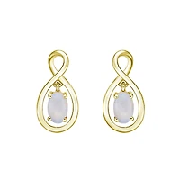 10K Yellow Gold Infinity Earrings with White Opal