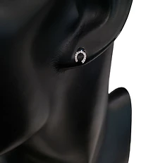 14K White Gold 0.06 cttw Diamond Horseshoe Earrings