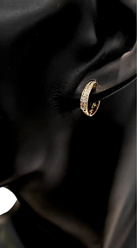 14K Yellow Gold cttw Diamond Hoop Earrings