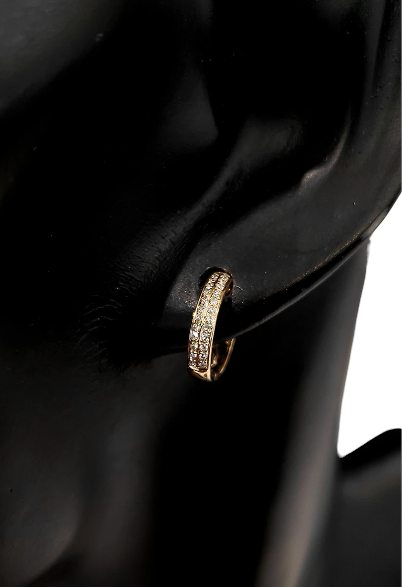 14K Yellow Gold cttw Diamond Hoop Earrings