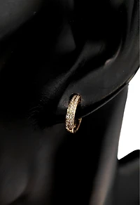 14K Yellow Gold cttw Diamond Hoop Earrings