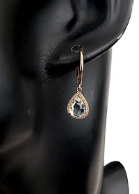 14K Yellow Gold Diamond and Aquamarine Earrings