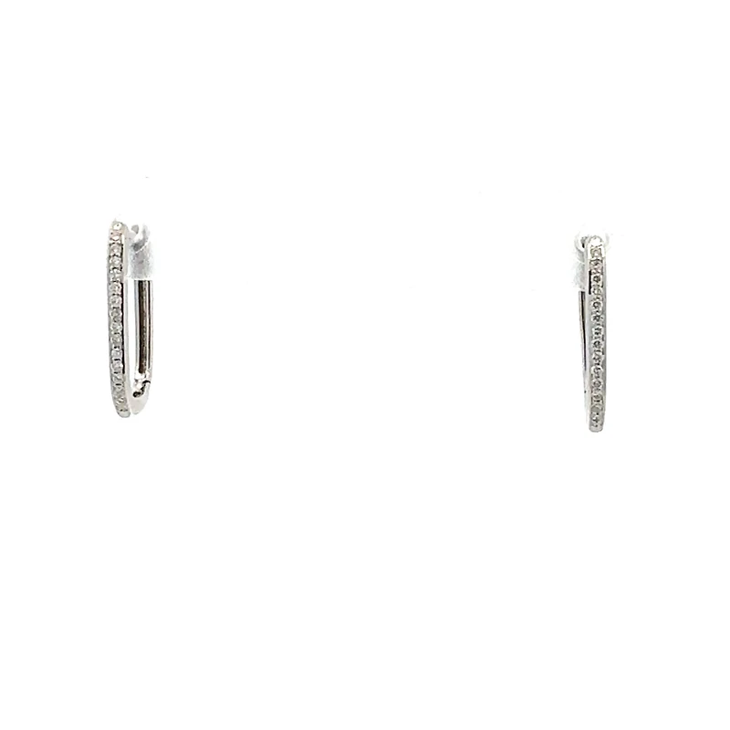 10K White Gold cttw Diamond Square Hoop Earrings