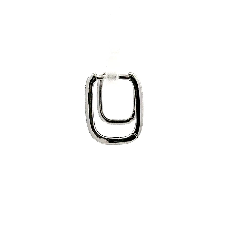 10K White Gold cttw Diamond Square Hoop Earrings