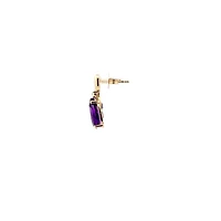 10K Yellow Gold Amethyst and Canadian Diamond Earrings