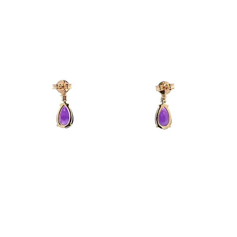 10K Yellow Gold Amethyst and Canadian Diamond Earrings