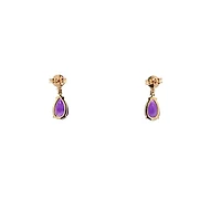 10K Yellow Gold Amethyst and Canadian Diamond Earrings